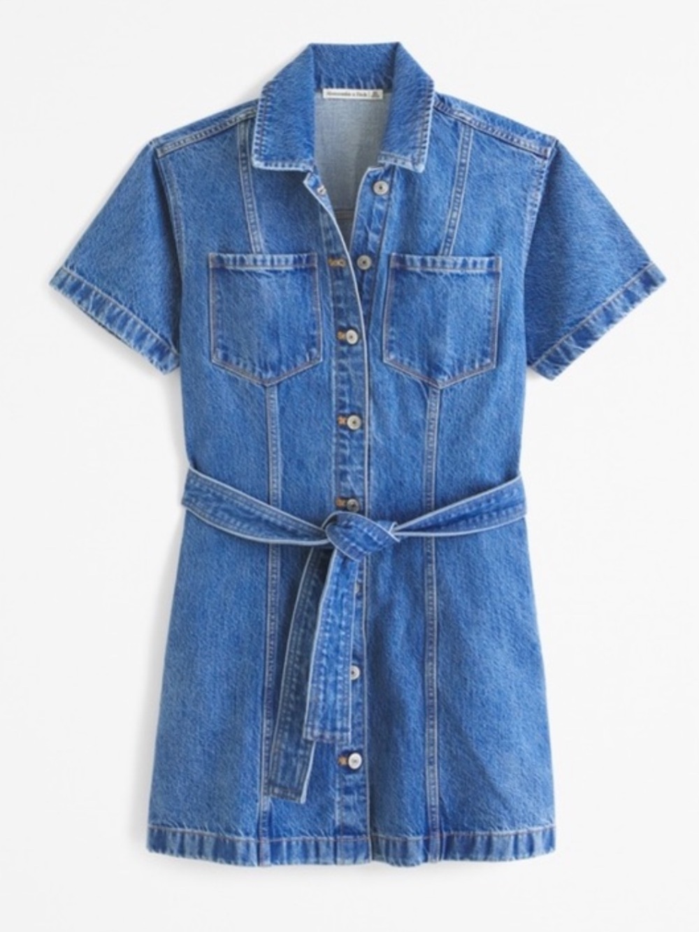 Short-Sleeve Denim Dress Shirt